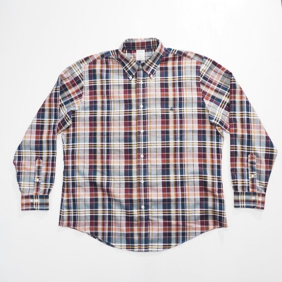 Brooks Brothers Shirt Men XL Blue Tartan Plaid Regent Non Iron Supima Preppy - Picture 9 of 10